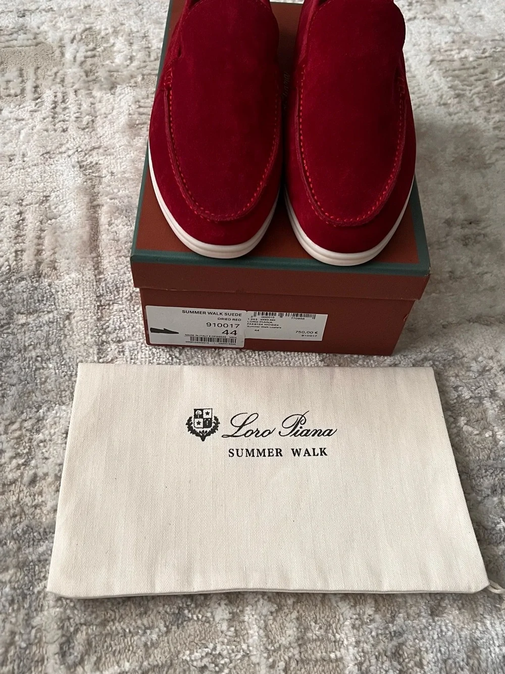 Loro Piana Red Suede Summer Walk Slip-Ons
